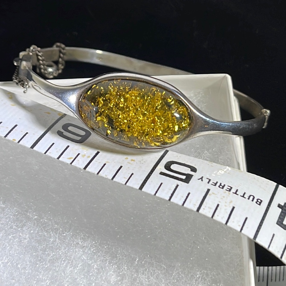 Silver .925 Green Amber bracelet - Picture 7 of 7